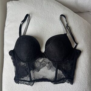 Victoria's Secret Black Lace Longline Bra